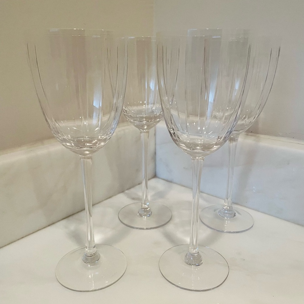 Lenox Crystal Wine Glasses Staccato Pattern Set of 4 Perfect Condition - Picture 5 of 8